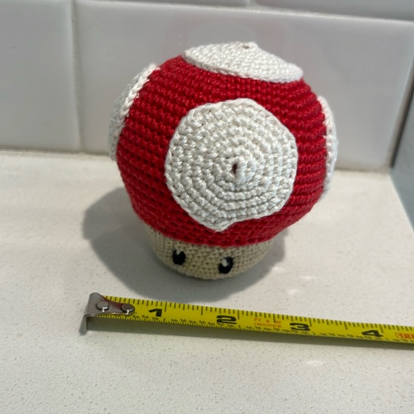 Handcrafted Mario Super Mushroom Figure Holiday Decor Amigurui Crochet Toy - Picture 8 of 8